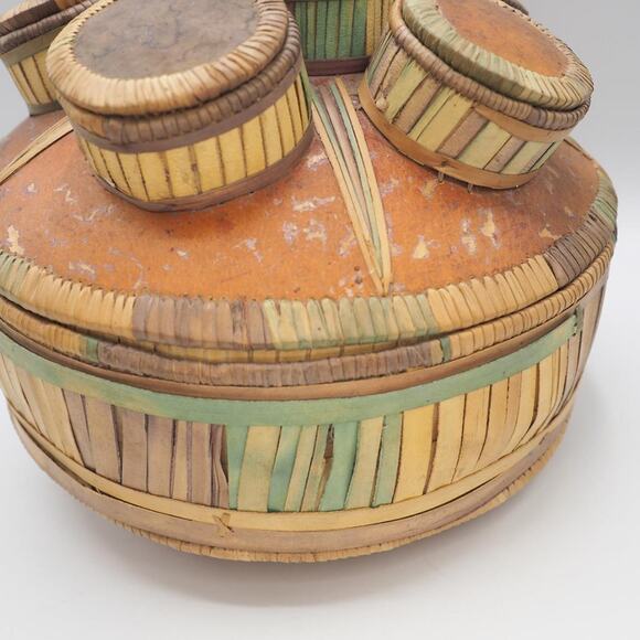 Wicker Sewing Basket Woven Box Country Home Decor Unique Shape